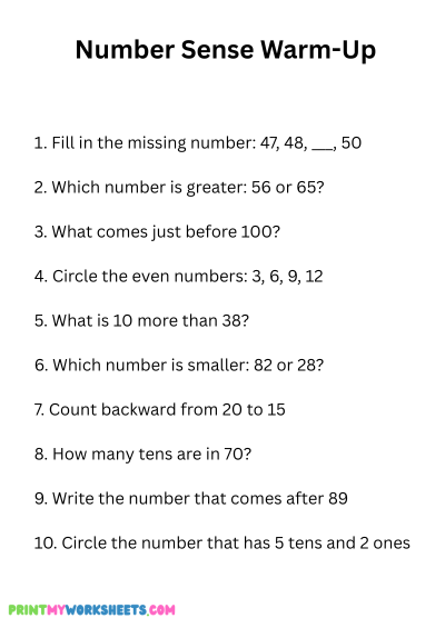 1st Grade Math Olympiad Practice Worksheet