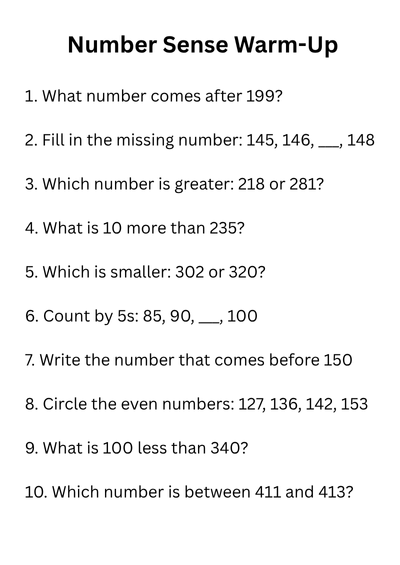 2nd Grade Math Olympiad Extended