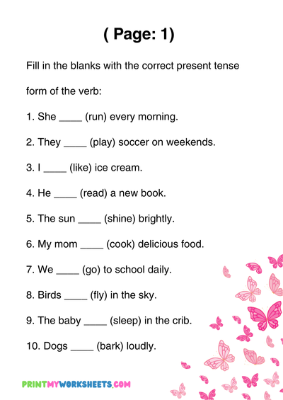 4th Grade Present Tense Practice