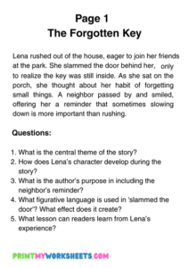 6th Grade Reading The Forgotten Key