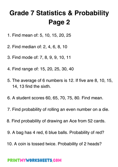 7th Grade Statistics Practice
