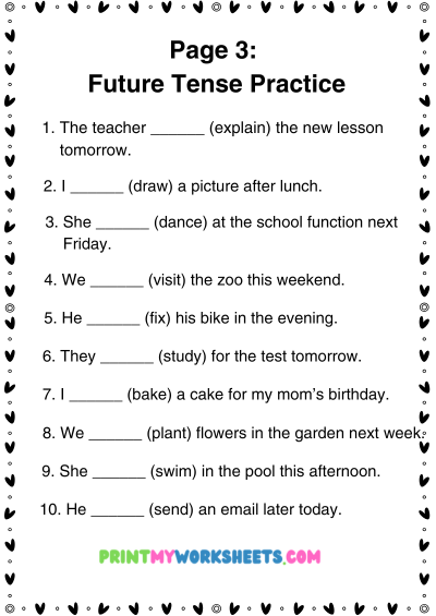 5th Grade Future Tense