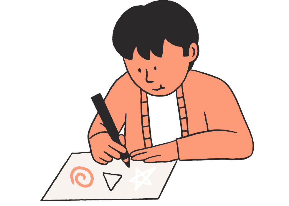 Boy Working on Drawing Worksheet Activities