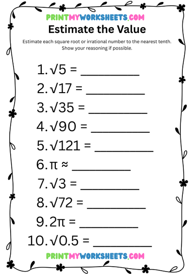 8th Grade Irrational Numbers Comparison