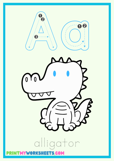 Kindergarten Alphabet Animals Coloring Worksheet
