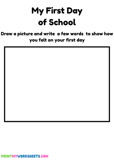 Kindergarten First Day at School Worksheet